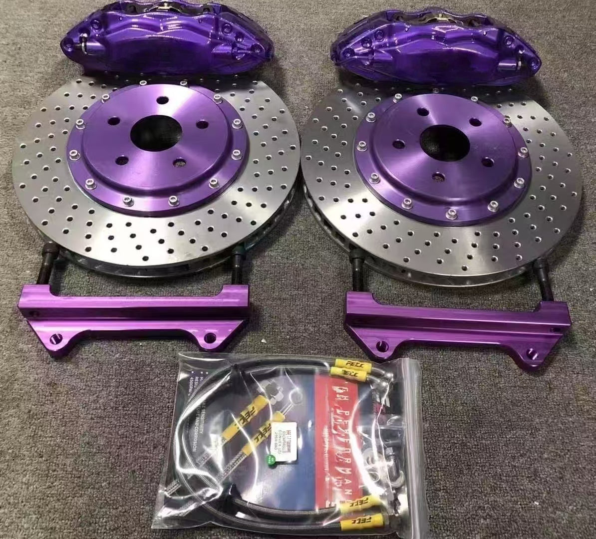 Brembo F50 Style Front 4 Piston Big Brake Kit Fit 17 / 18 / 19 Inch Wheels