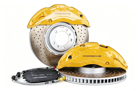 Porsche Front 10-Piston & Rear 4-Piston OEM Brake Caliper Upgrade Kit, Direct Bolt-On Installation, No Custom Brackets Required, Fits Wheels 20 Inches or Larger