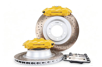 Porsche Front 10-Piston & Rear 4-Piston OEM Brake Caliper Upgrade Kit, Direct Bolt-On Installation, No Custom Brackets Required, Fits Wheels 20 Inches or Larger