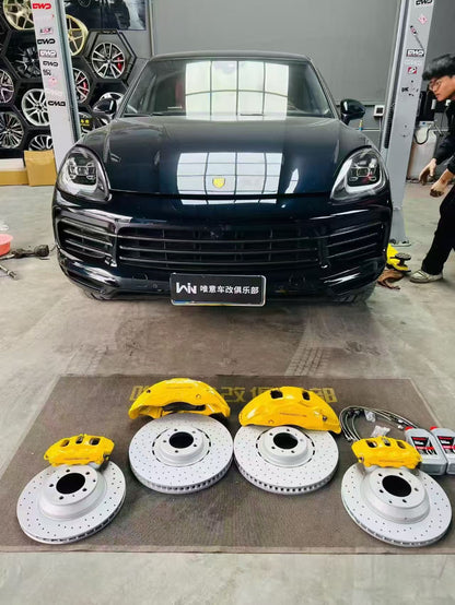 Porsche Front 10-Piston & Rear 4-Piston OEM Brake Caliper Upgrade Kit, Direct Bolt-On Installation, No Custom Brackets Required, Fits Wheels 20 Inches or Larger