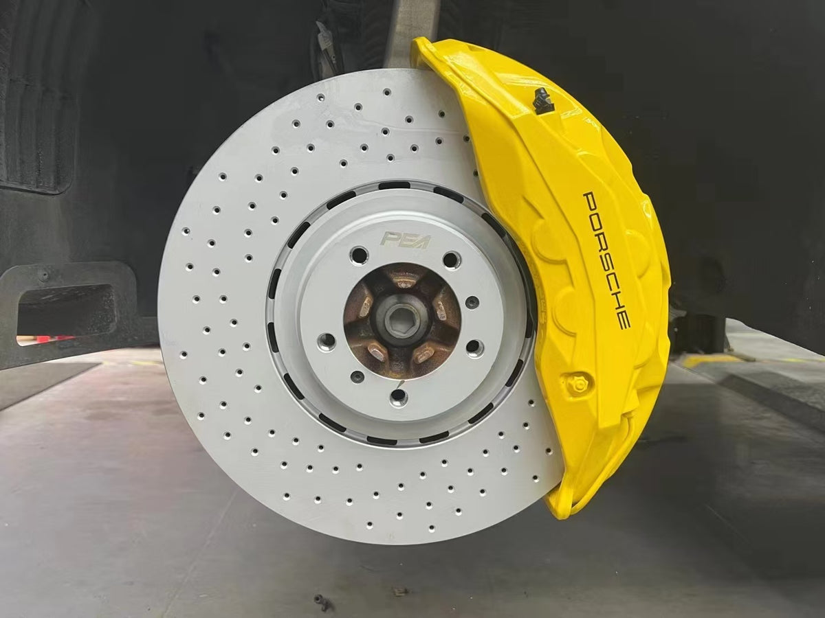 Porsche Front 10-Piston & Rear 4-Piston OEM Brake Caliper Upgrade Kit, Direct Bolt-On Installation, No Custom Brackets Required, Fits Wheels 20 Inches or Larger